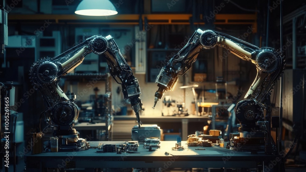 2027 formed from robotic arms and gears, intricately designed as part of a larger machine, backlit by a dim, industrial light in a dark workshop, mechanical aesthetic 2027 formed from robotic arms and gears, intricately designed as part of a larger machine, backlit by a dim, industrial light in a dark workshop, mechanical aesthetic