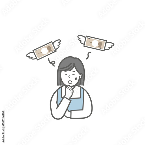 お金がなくなる女性のイラスト