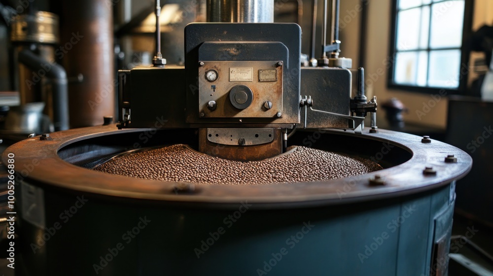 Fototapeta premium Close-Up of a Vintage Coffee Bean Roaster