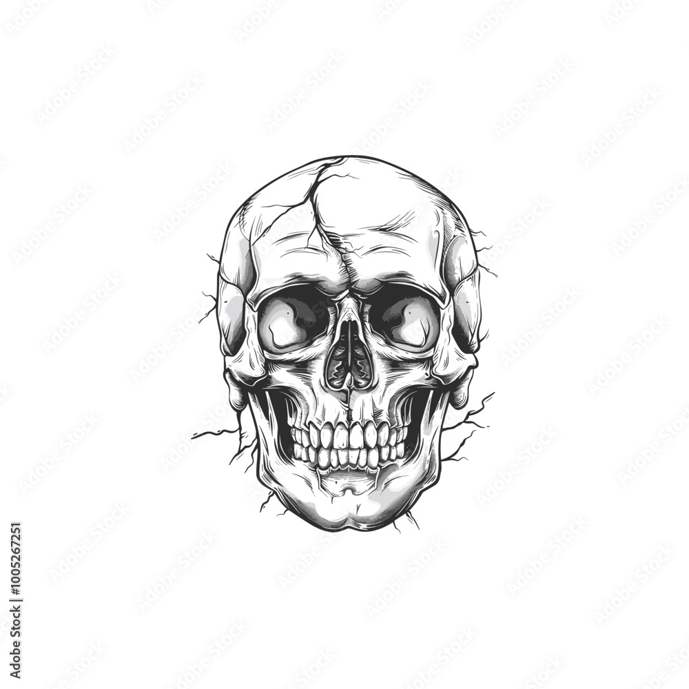 Fototapeta premium black and white vintage skull vector