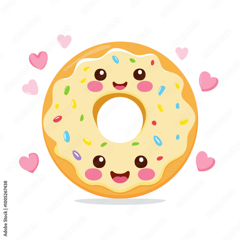 Fototapeta premium Doughnut Food Eat Meal Snack Cuisine Animation Kawaii Character