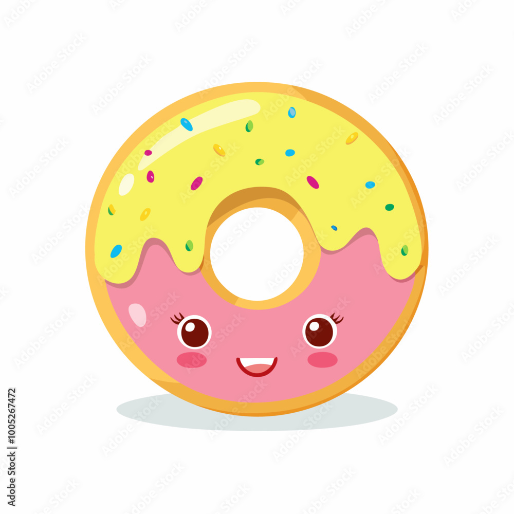 Fototapeta premium Doughnut Food Eat Meal Snack Cuisine Animation Kawaii Character 