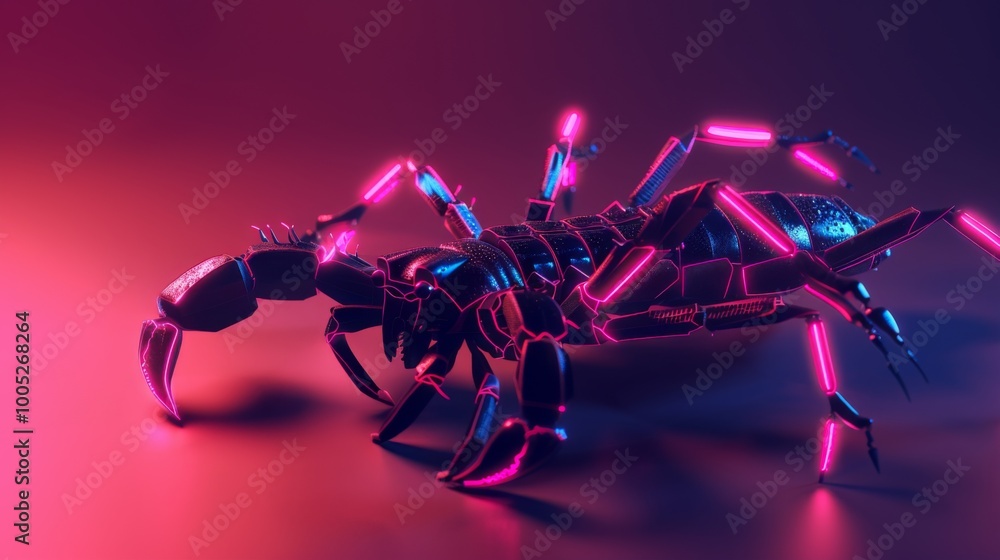 Fototapeta premium Minimalist 3D Scorpion with Neon Accents