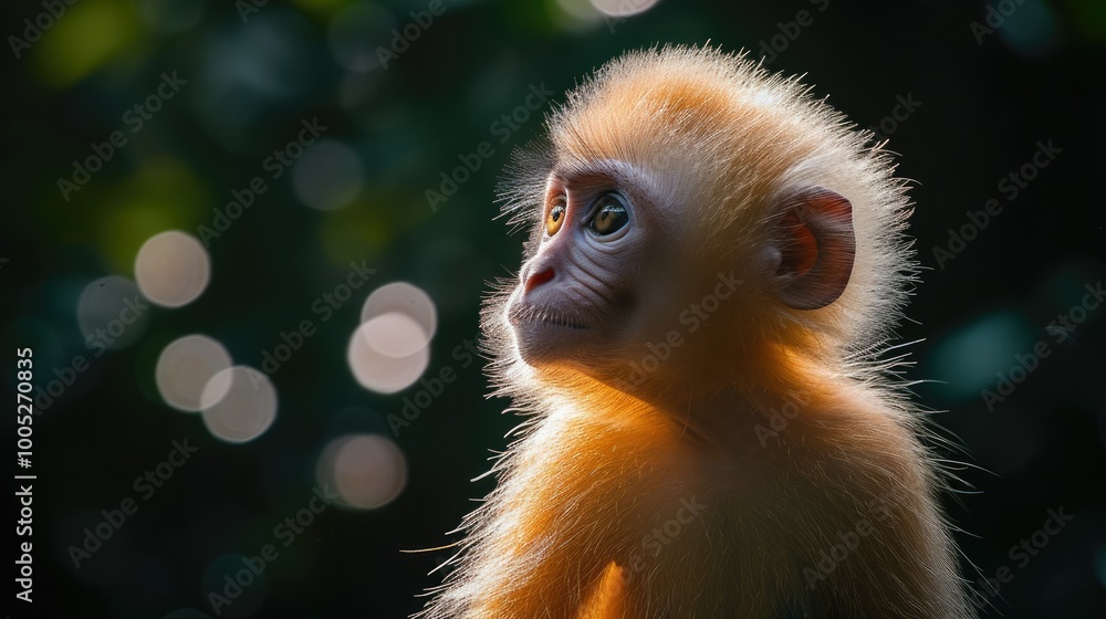 Naklejka premium Monkey in a natural environment with vibrant colors. backgrounds of amazing animals in their natural habitat