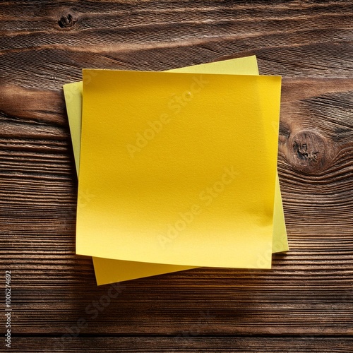 Sticky note on a rustic wooden table background photo