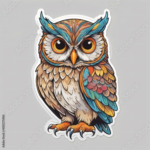 owl, full body, sticker,  photo