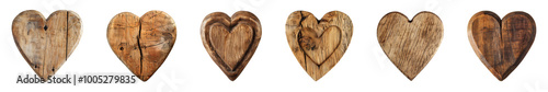 heart shapes blank wooden sign board wood on a transparent or white background. Valentine's Day, wedding, love, cut out, PNG