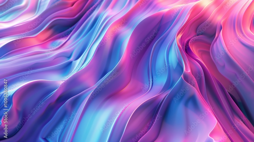 Abstract Background with Wavy, Iridescent, Pink and Blue Hues Abstract Background with Wavy, Iridescent, Pink and Blue Hues