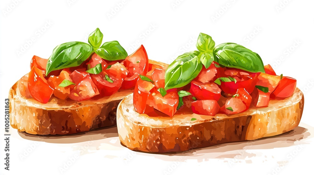 Superb Illustration of Bruschetta with Tomato Superb Illustration of Bruschetta with Tomato