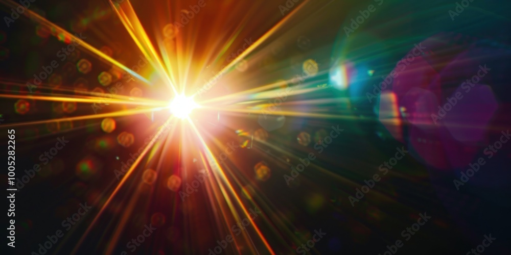 Sunlight and lens flare effect with vibrant rays and bokeh Sunlight and lens flare effect with vibrant rays and bokeh