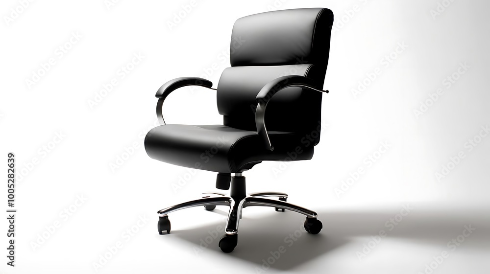 A sleek black office chair with armrests, designed for comfort and mobility. A sleek black office chair with armrests, designed for comfort and mobility.