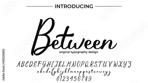 Between Font Stylish brush painted an uppercase vector letters, alphabet, typeface