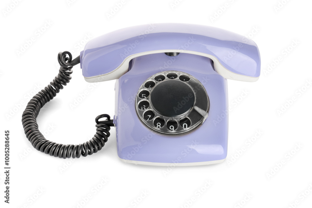Lilac retro telephone on white background Lilac retro telephone on white background
