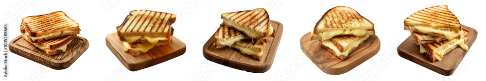 toast melted cheese sandwich on wooden board isolated on a transparent or white background, cut-out, PNG toast melted cheese sandwich on wooden board isolated on a transparent or white background, cut-out, PNG