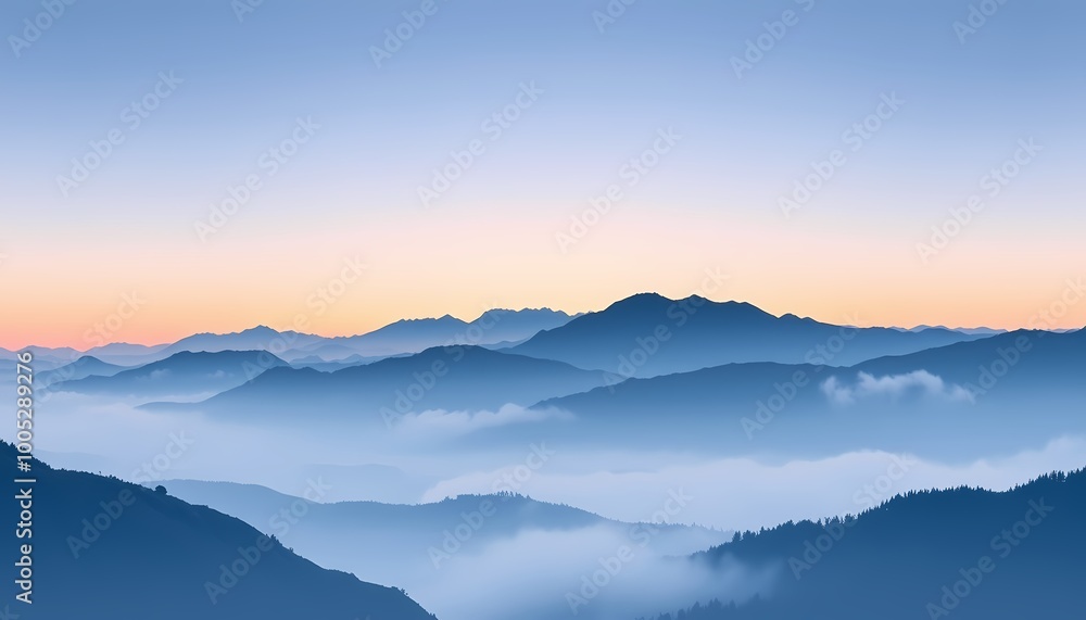 Watercolor Mountains with Twilight Sky Soft Pastel Landscape Art for Serenity Watercolor Mountains with Twilight Sky Soft Pastel Landscape Art for Serenity