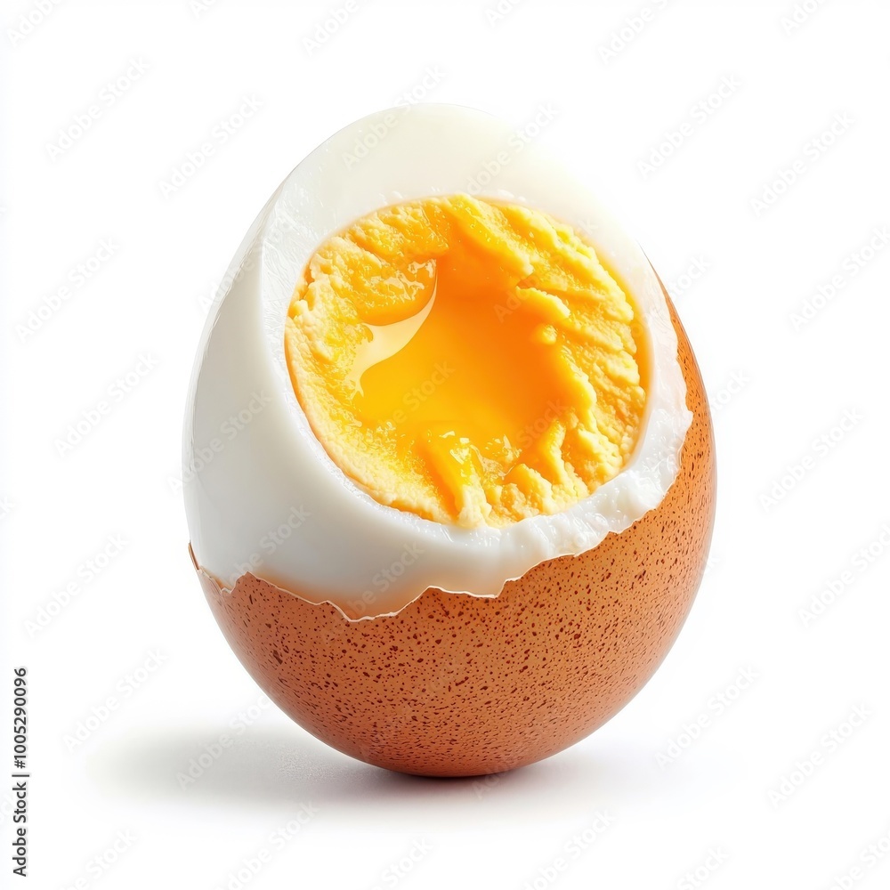 Hard-boiled egg isolated on a white background, perfectly cooked with a smooth, glossy shell. Hard-boiled egg isolated on a white background, perfectly cooked with a smooth, glossy shell.