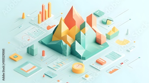 Wallpaper Mural Vector-based infographic with a focus on data accuracy and hierarchy, using isometric projection and a harmonious color palette Torontodigital.ca
