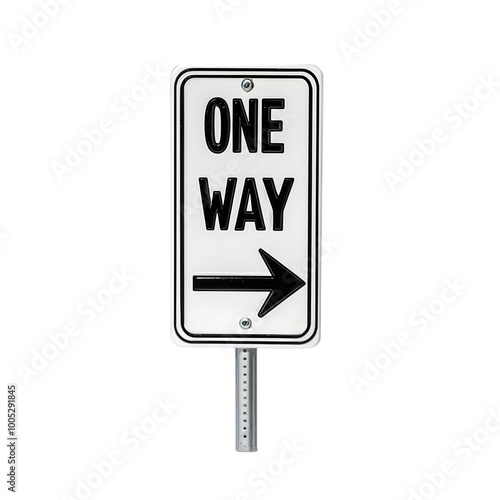 One Way Street Sign with Right Arrow