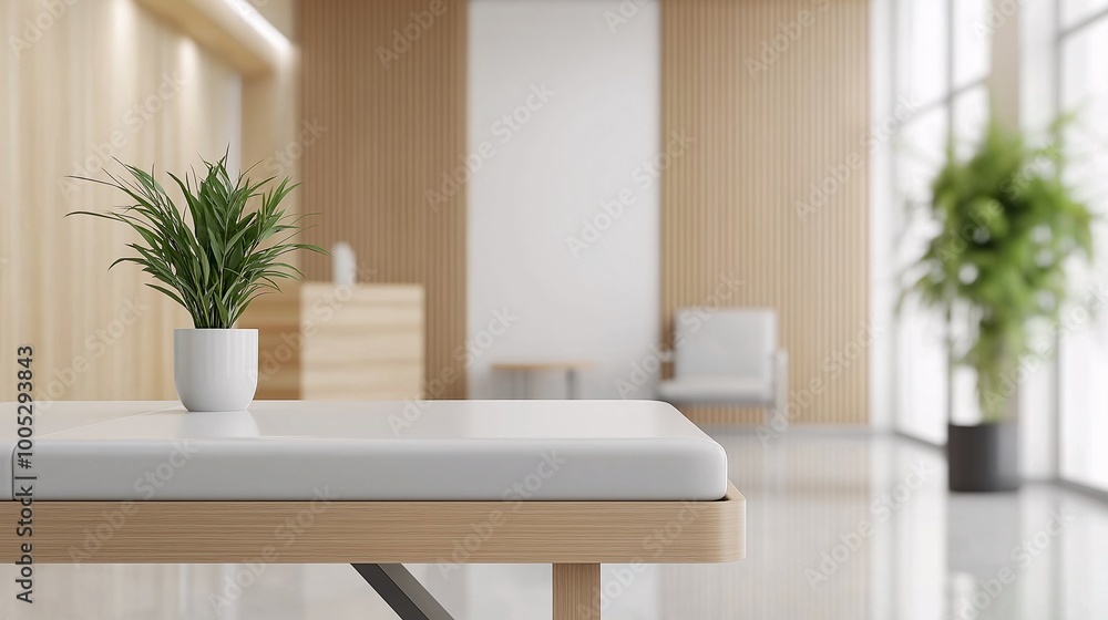Fototapeta premium Modern Minimalist Interior with Green Plant Decor
