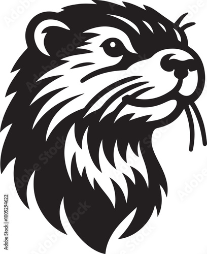 otter head logo silhouette vector black and white photo