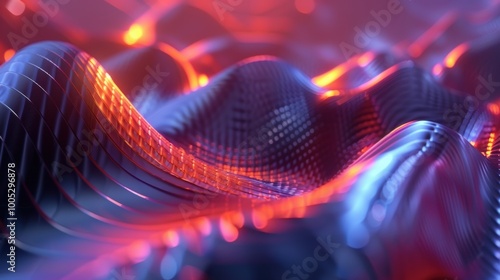 Abstract Wavy Pattern with Red and Blue Lights