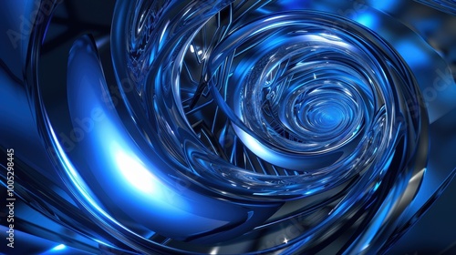 Abstract Metallic Blue Swirling Structure