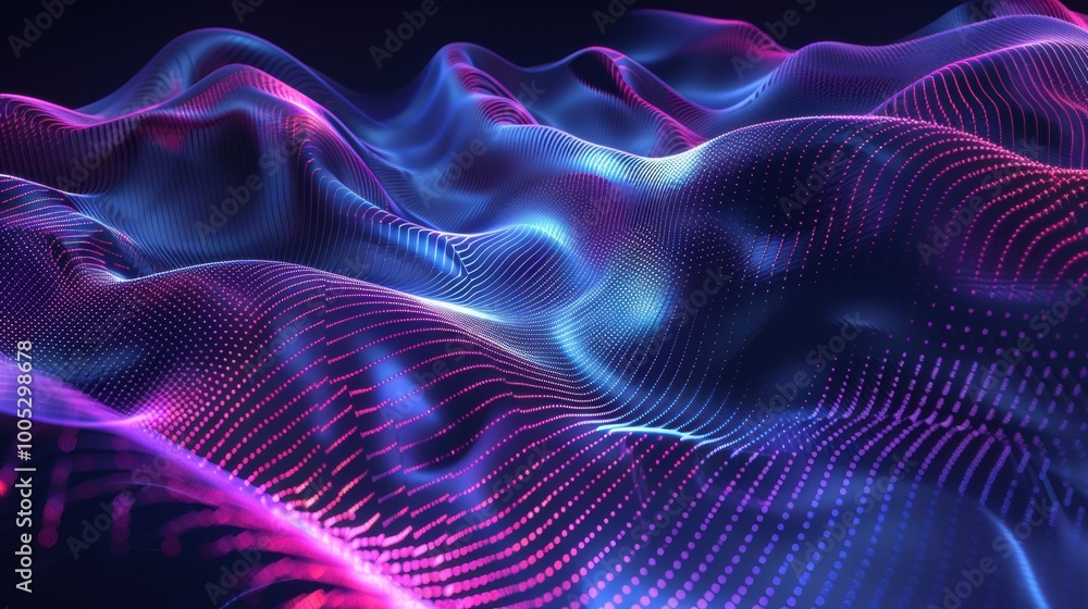 Abstract digital waves with glowing pink and blue lights Abstract digital waves with glowing pink and blue lights