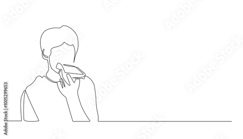 continuous line of young man eating sandwich.single line of hungry young man.line drawing isolated white background