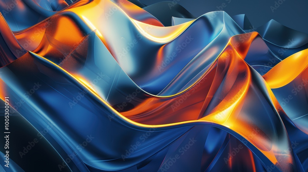 Abstract Swirling Blue and Orange Liquid Metal Abstract Swirling Blue and Orange Liquid Metal
