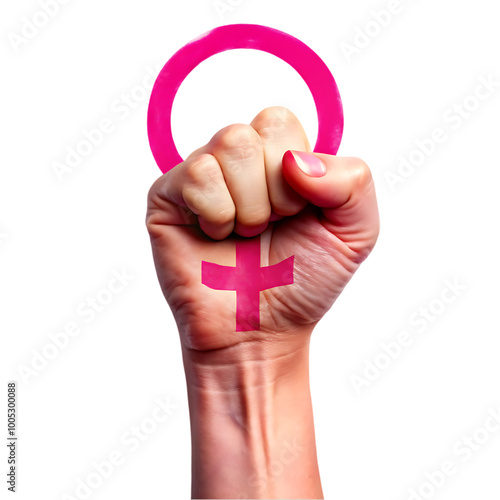 Raised fist at international women s day