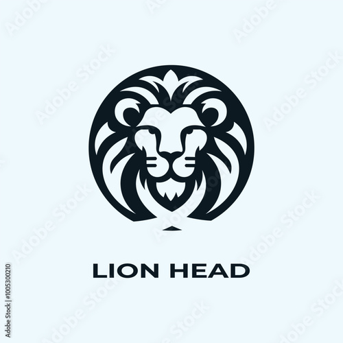 Unique, minimalist, simple colored lion or lion head logo illustration photo