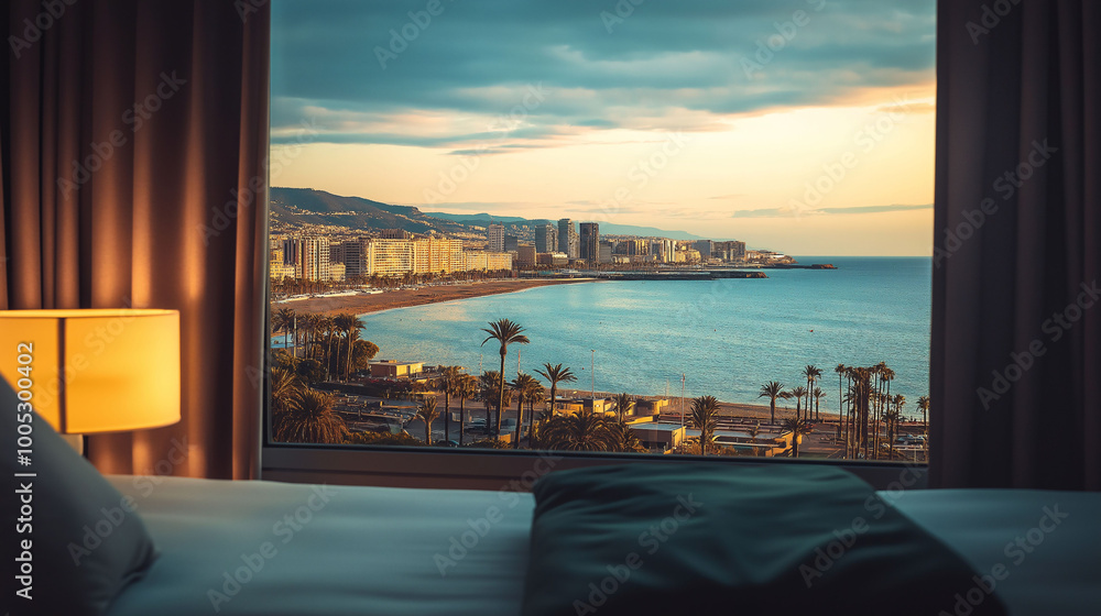 Fototapeta premium luxury beachfront sunset view