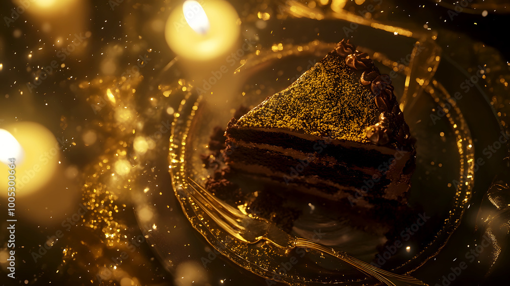 Luxurious Chocolate Cake with Glossy Ganache and Candles Luxurious Chocolate Cake with Glossy Ganache and Candles