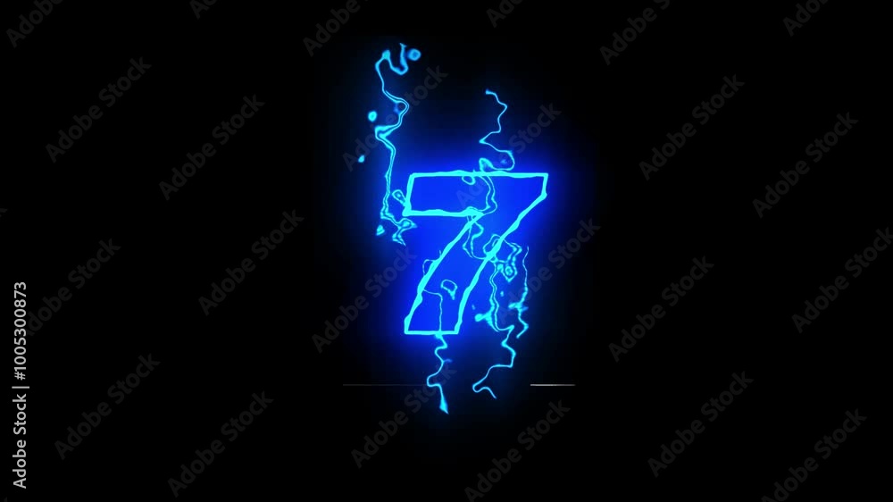 Lightning neon animation number 