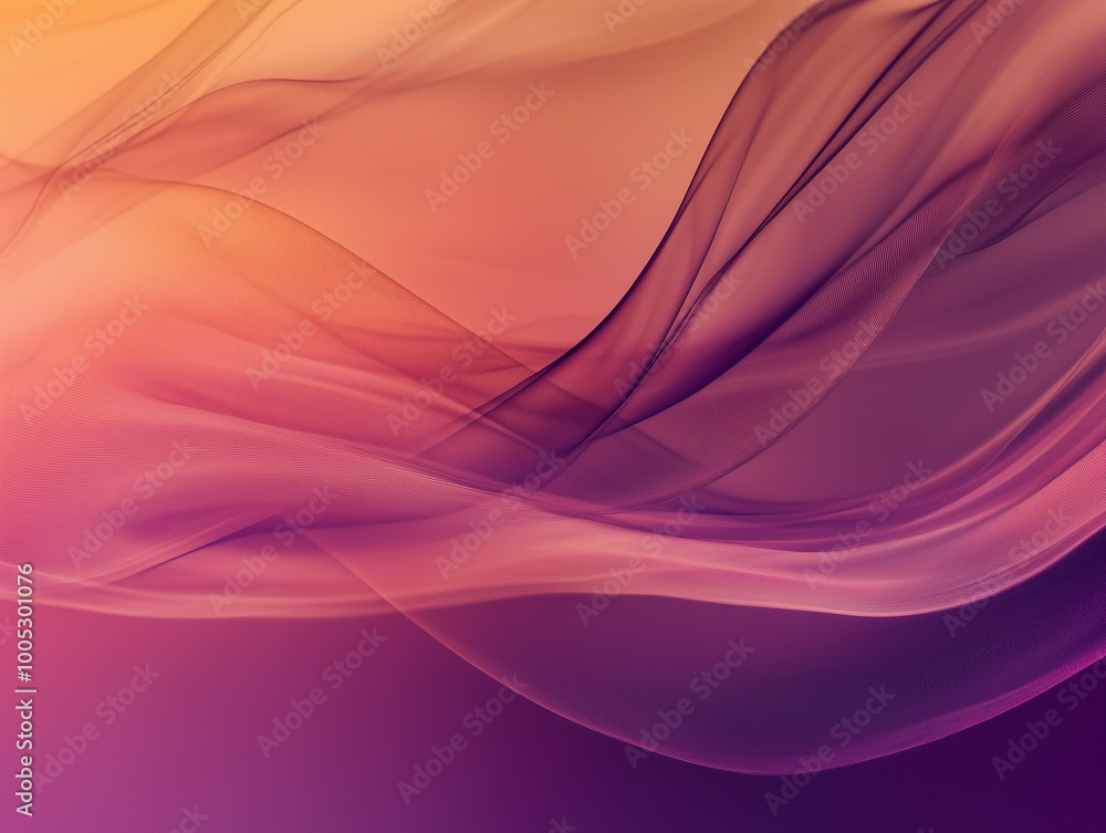 Fototapeta premium A calming abstract design with smooth, flowing gradients blending from deep purple to soft pink and warm orange