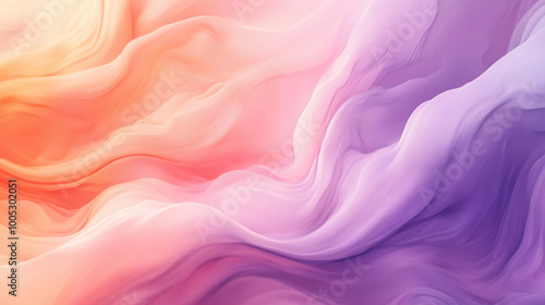 A calming abstract design with smooth, flowing gradients blending from deep purple to soft pink and warm orange