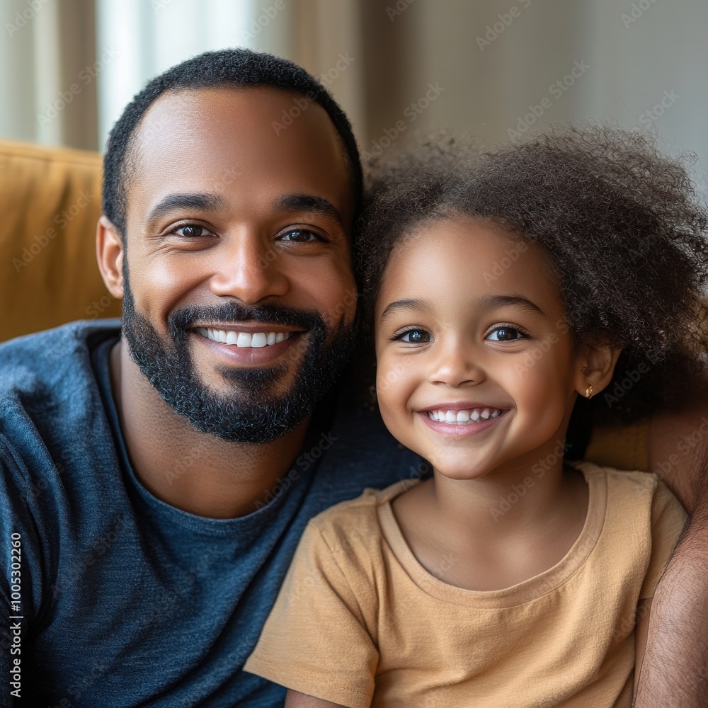 Smiling father and daughter sitting on a couch, symbolizing the joy of fatherhood. --stylize 200 --v 6.1 Job ID: 04c9a141-96be-44b6-bf66-24c4c679d6de Smiling father and daughter sitting on a couch, symbolizing the joy of fatherhood. --stylize 200 --v 6.1 Job ID: 04c9a141-96be-44b6-bf66-24c4c679d6de
