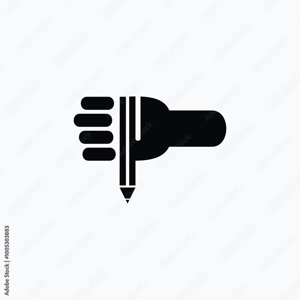 abstract flat logo vector design holding a pencil abstract flat logo vector design holding a pencil