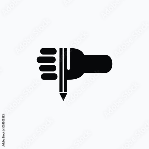 abstract flat logo vector design holding a pencil