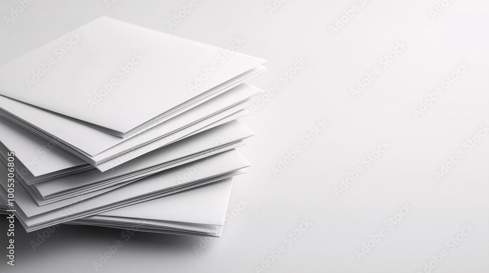 Blank Paper Stack on Clean Surface for Design Use Blank Paper Stack on Clean Surface for Design Use