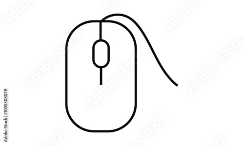 Illustration of mouse with cable, mouse icon vector, computer mouse icon flat trendy outline style illustration isolated on white background.