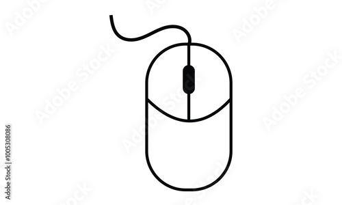 Illustration of mouse with cable, mouse icon vector, computer mouse icon flat trendy outline style illustration isolated on white background.