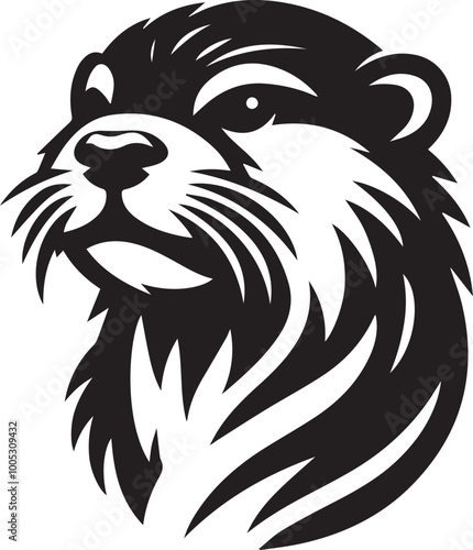 otter head logo silhouette vector black and white photo