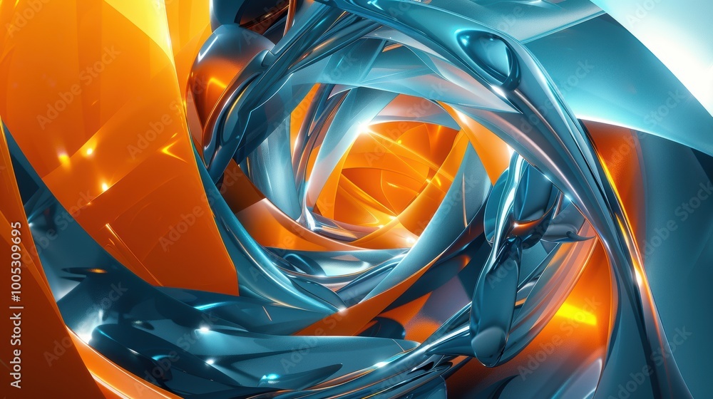Abstract 3D Design with Intertwined Blue and Orange Shapes Abstract 3D Design with Intertwined Blue and Orange Shapes
