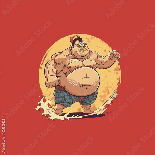 cartoon sumo fighter illustration