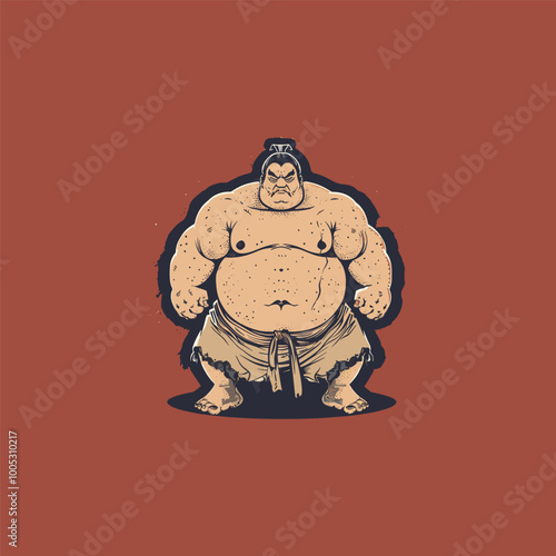 cartoon sumo fighter illustration