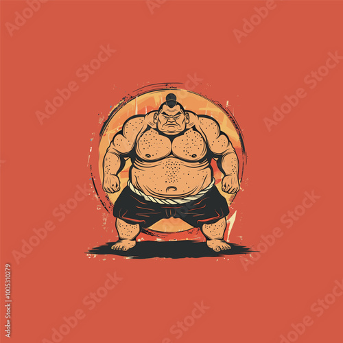 cartoon sumo fighter illustration