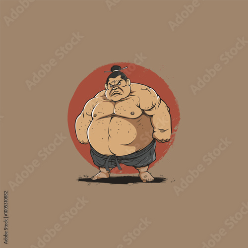 cartoon sumo fighter illustration