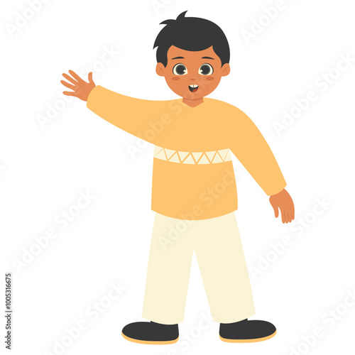 Children's Cartoon Character Illustration. Celebration of World Children's Day. Isolated Vector.