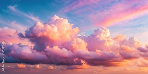 Soft pink clouds fill the beautiful pastel-colored sky during a peaceful sunset , peaceful, pastel, sky, clouds, sunset